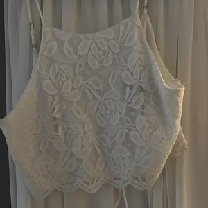Lulus two piece white skirt and top set, size l for both
